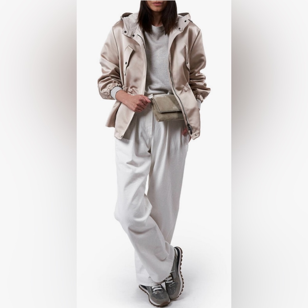 BRAND NEW BRUNELLO CUCINELLI
Ash Rose Techno Duchess Satin Hooded Jacket